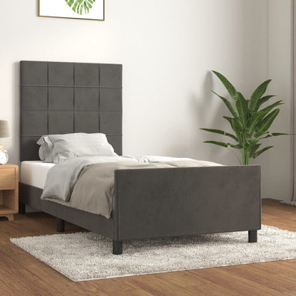 Giroletto senza Materasso Grigio Scuro 100x200 cm Velluto