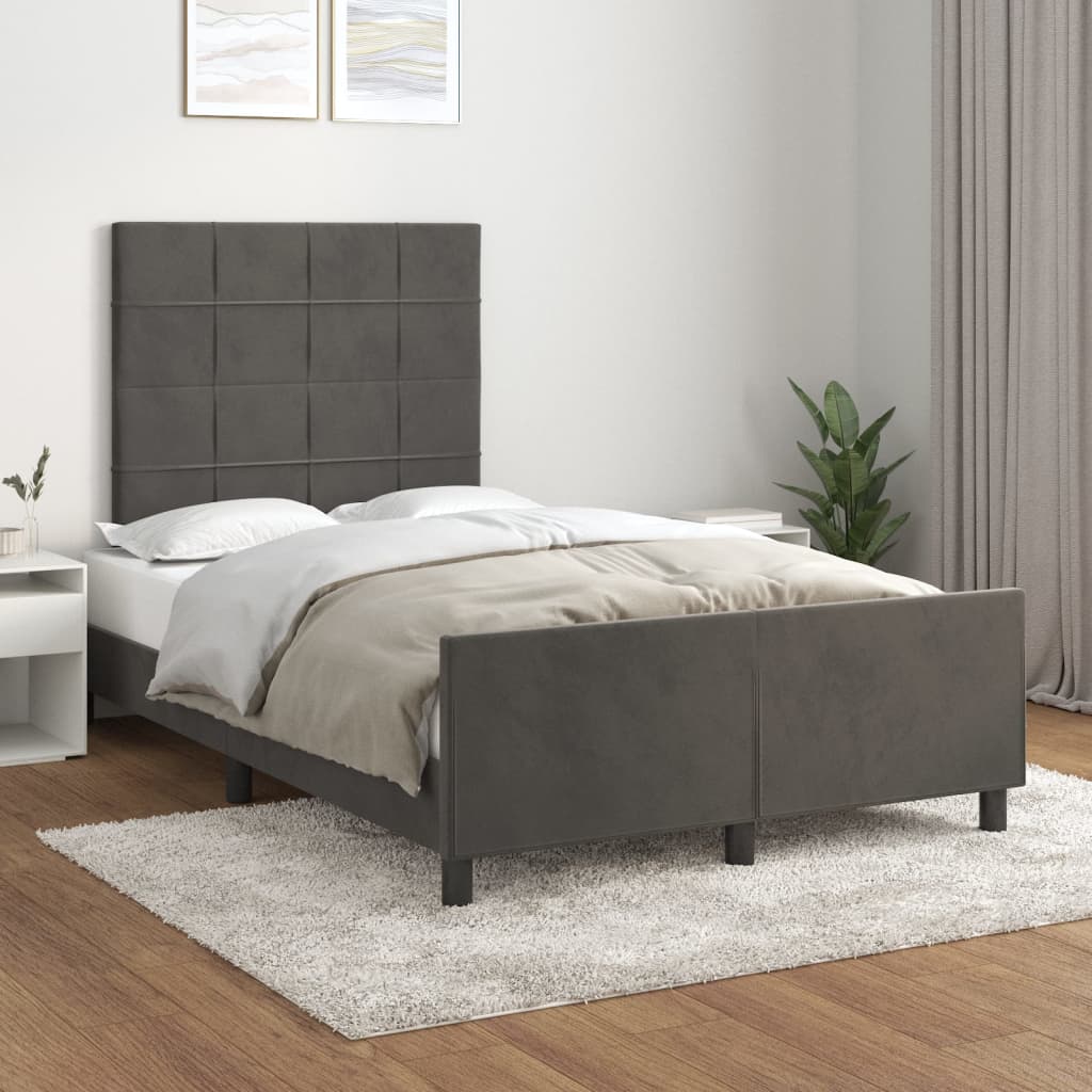 Giroletto senza Materasso Grigio Scuro 120x200 cm Velluto