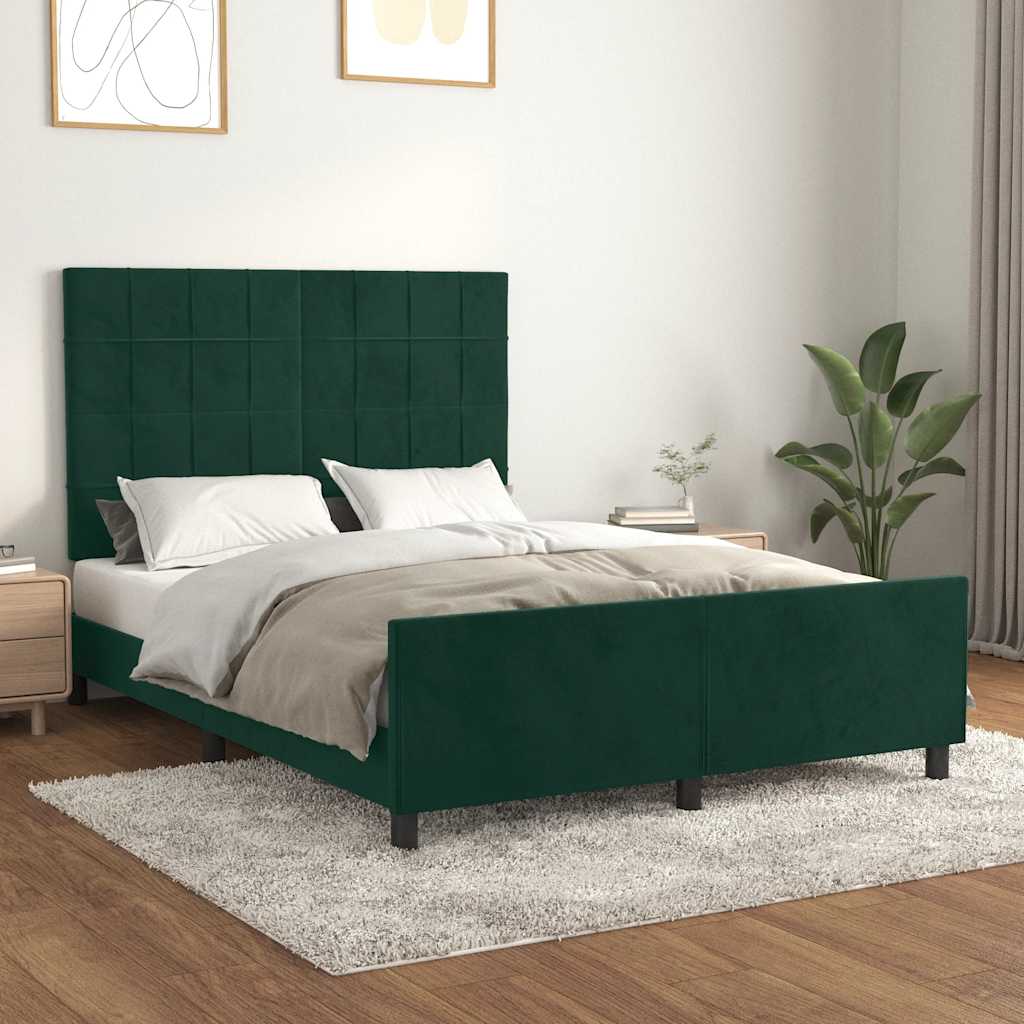 Giroletto senza Materasso Verde Scuro 140x190 cm in Velluto
