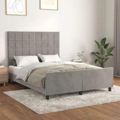 Giroletto senza Materasso Grigio Chiaro 140x200 cm Velluto