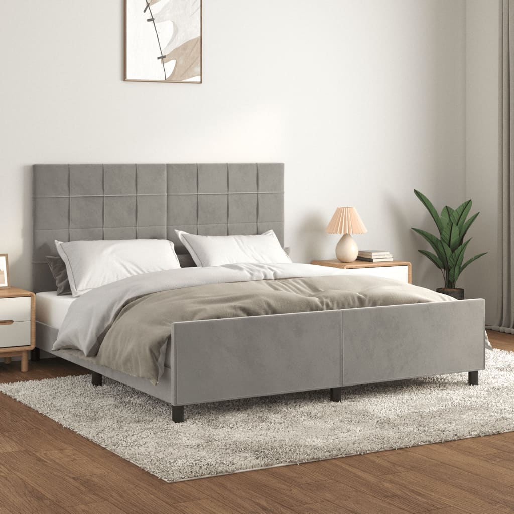 Giroletto senza Materasso Grigio Chiaro 160x200 cm Velluto