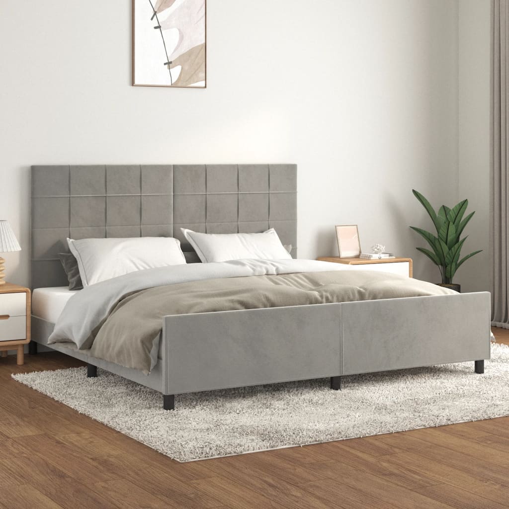 Giroletto senza Materasso Grigio Chiaro 200x200 cm Velluto