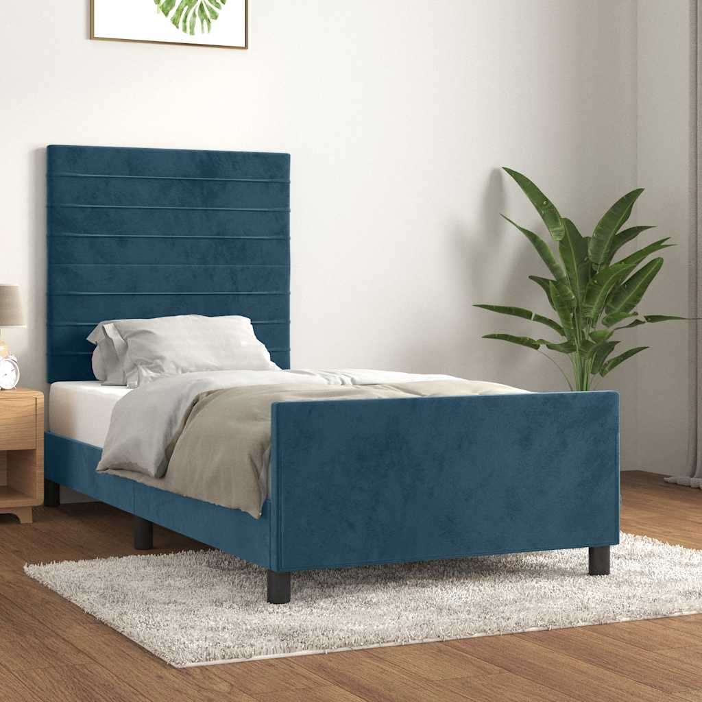 Giroletto senza Materasso Blu Scuro 90x190 cm in Velluto