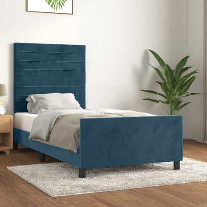 Giroletto senza Materasso Blu Scuro 90x190 cm in Velluto