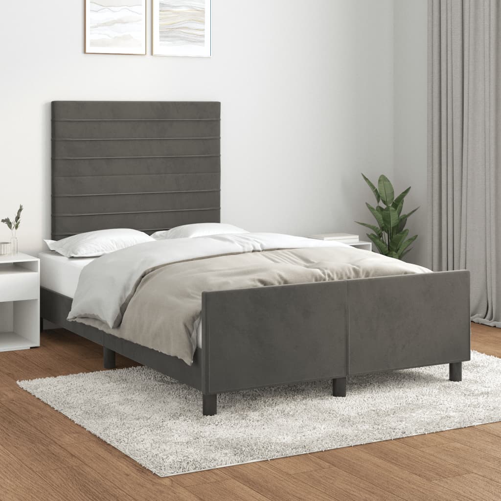 Giroletto senza Materasso Grigio Scuro 120x200 cm Velluto