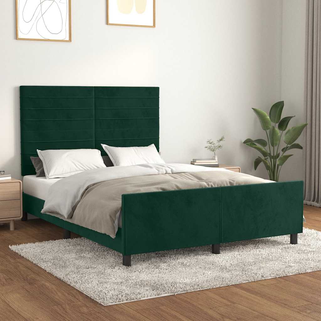 Giroletto senza Materasso Verde Scuro 140x190 cm in Velluto