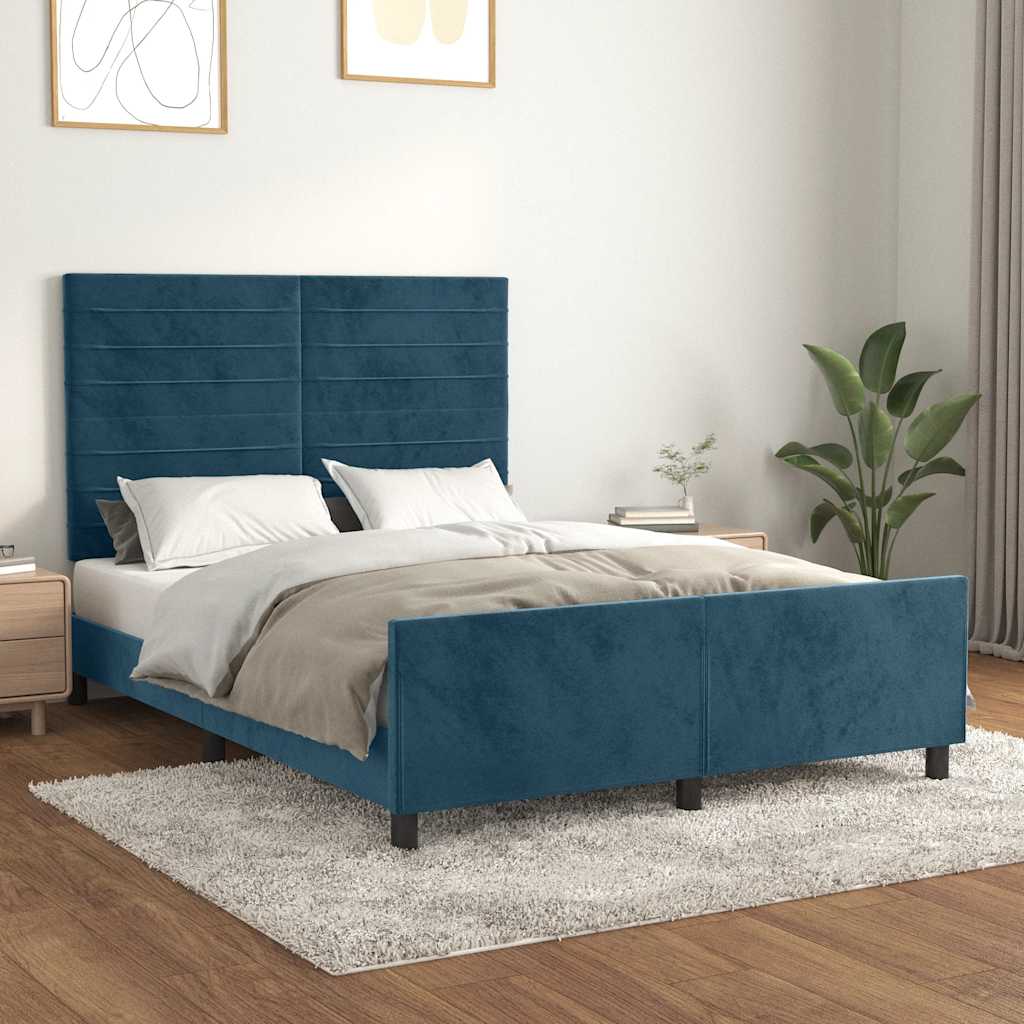 Giroletto senza Materasso Blu Scuro 140x190 cm in Velluto