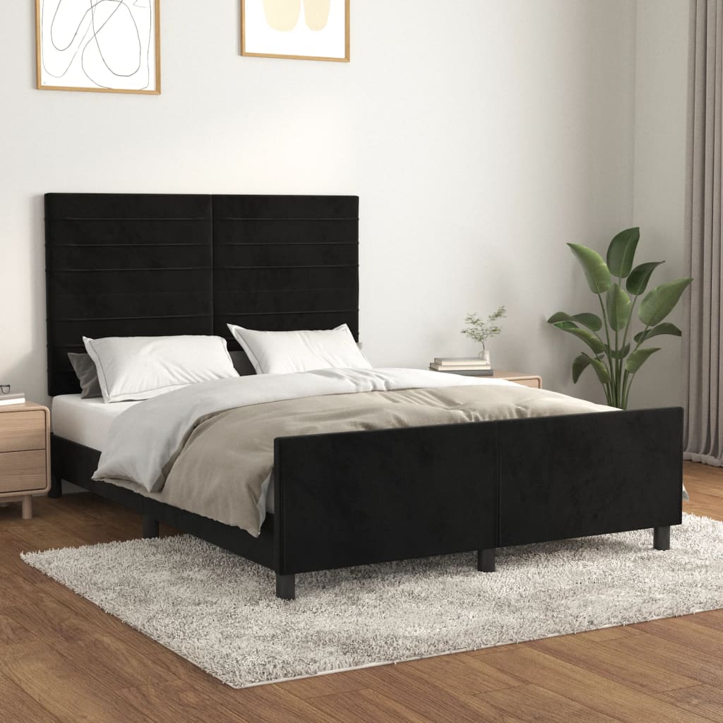Giroletto senza Materasso Nero 140x200 cm in Velluto