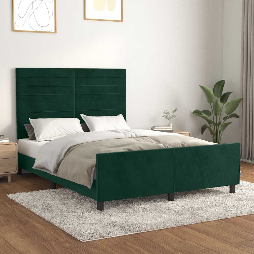 Giroletto senza Materasso Verde Scuro 140x200 cm in Velluto