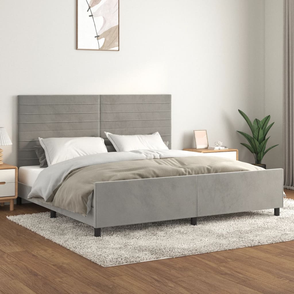 Giroletto senza Materasso Grigio Chiaro 200x200 cm Velluto