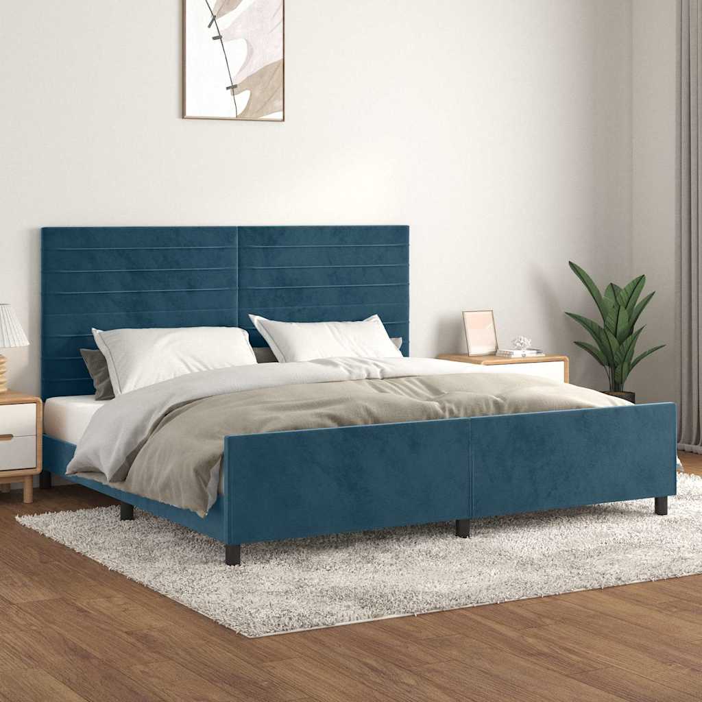 Giroletto senza Materasso Blu Scuro 200x200 cm in Velluto