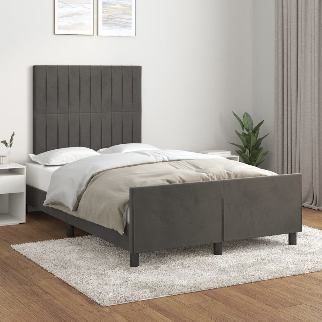 Giroletto senza Materasso Grigio Scuro 120x200 cm Velluto