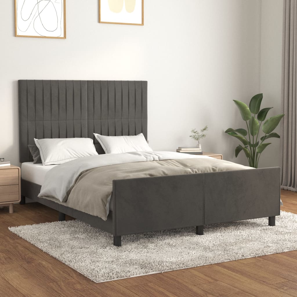Giroletto senza Materasso Grigio Scuro 140x190 cm Velluto