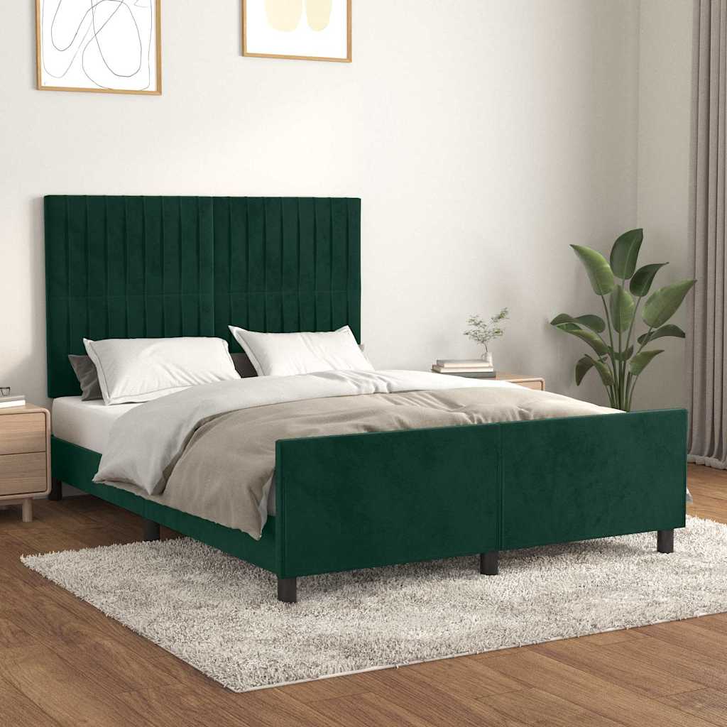 Giroletto senza Materasso Verde Scuro 140x190 cm in Velluto