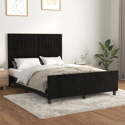 Giroletto senza Materasso Nero 140x200 cm in Velluto