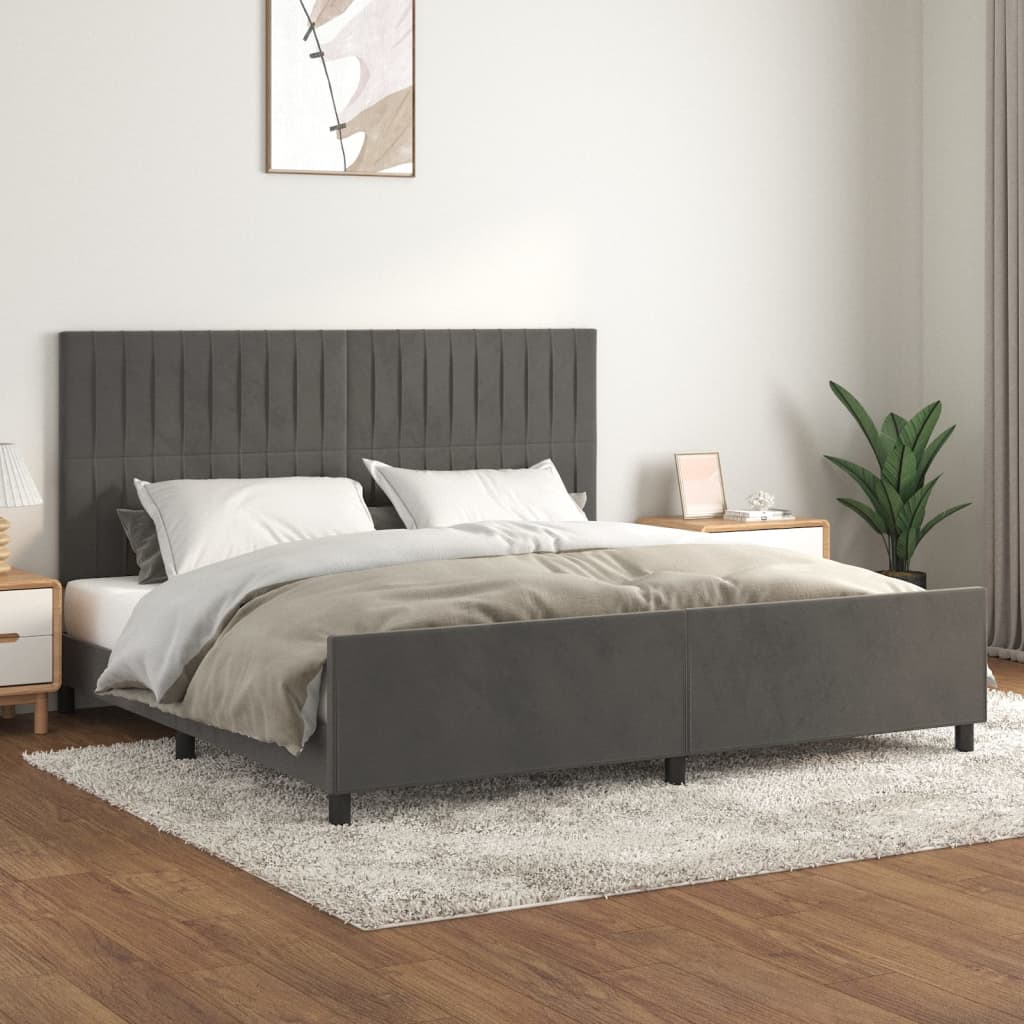 Giroletto senza Materasso Grigio Scuro 200x200 cm Velluto