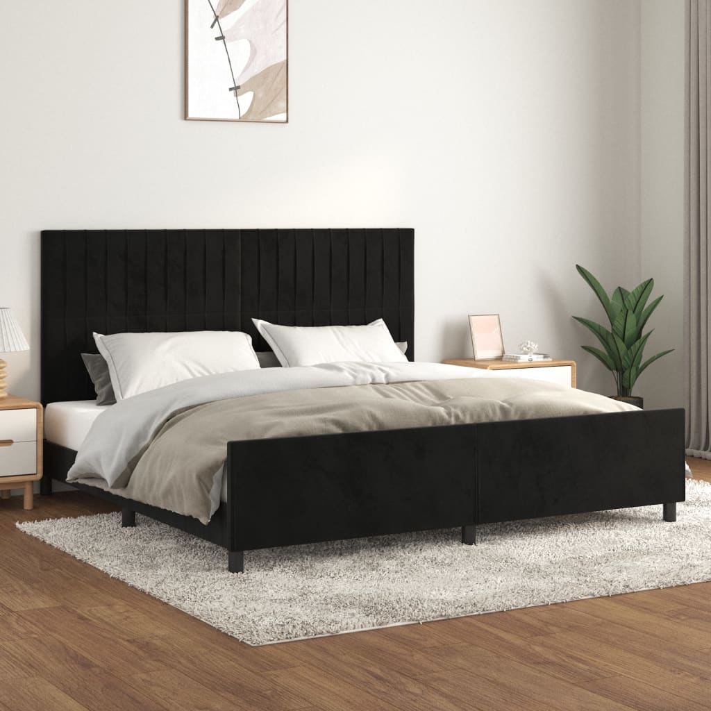 Giroletto senza Materasso Nero 200x200 cm in Velluto