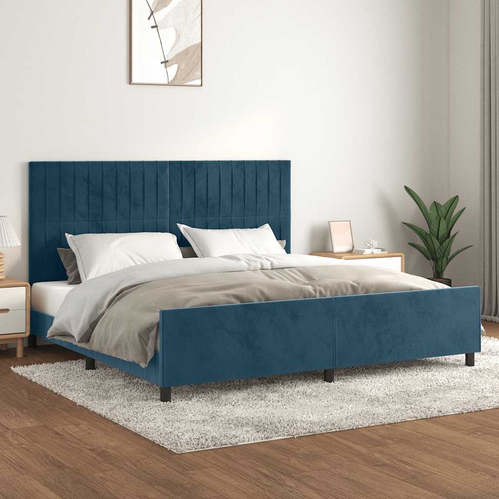 Giroletto senza Materasso Blu Scuro 200x200 cm in Velluto