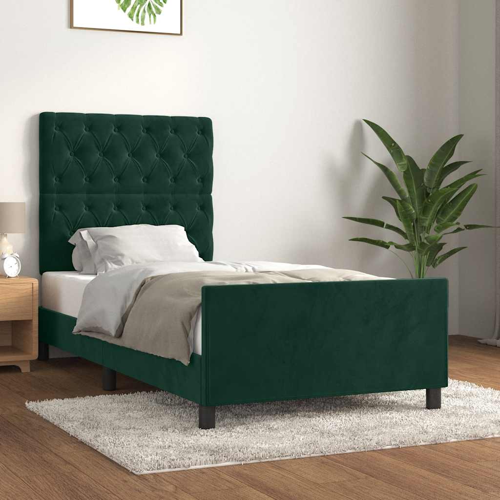 Giroletto senza Materasso Verde Scuro 80x200 cm in Velluto