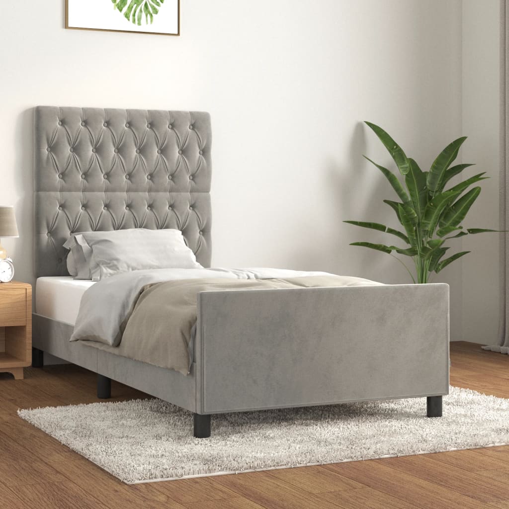 Giroletto senza Materasso Grigio Chiaro 90x190 cm Velluto