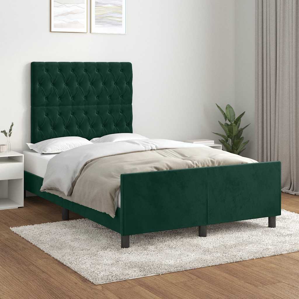 Giroletto senza Materasso Verde Scuro 120x200 cm in Velluto