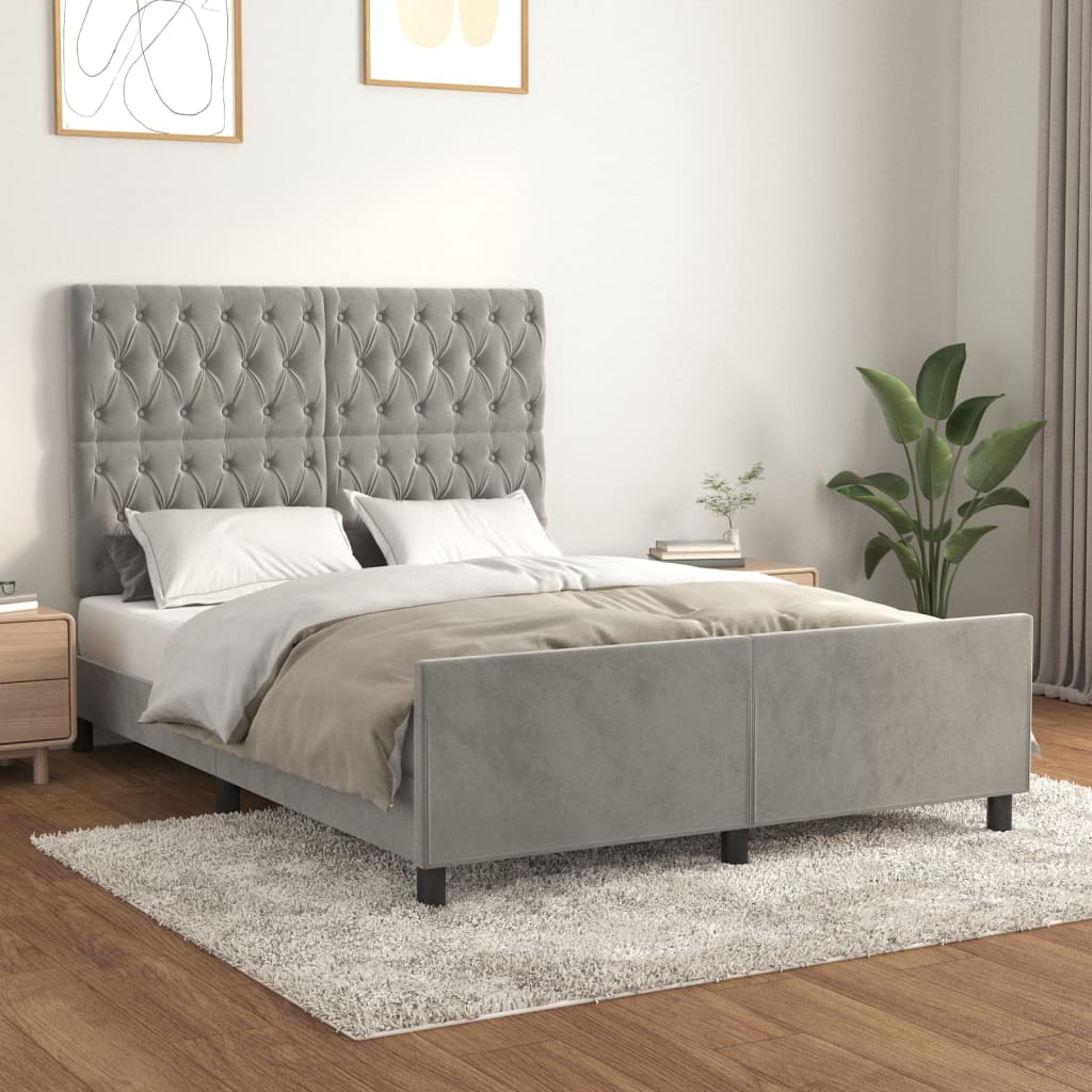 Giroletto senza Materasso Grigio Chiaro 140x190 cm Velluto