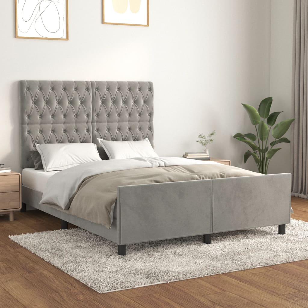 Giroletto senza Materasso Grigio Chiaro 140x200 cm Velluto