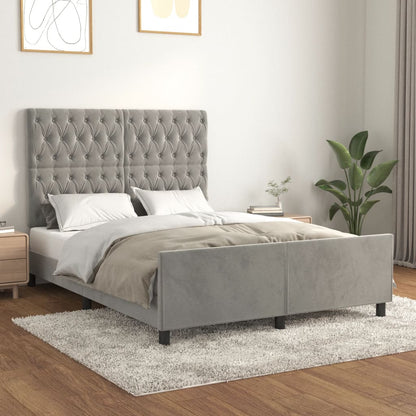Giroletto senza Materasso Grigio Chiaro 140x200 cm Velluto
