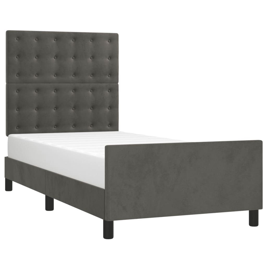 Giroletto senza Materasso Grigio Scuro 80x200 cm Velluto