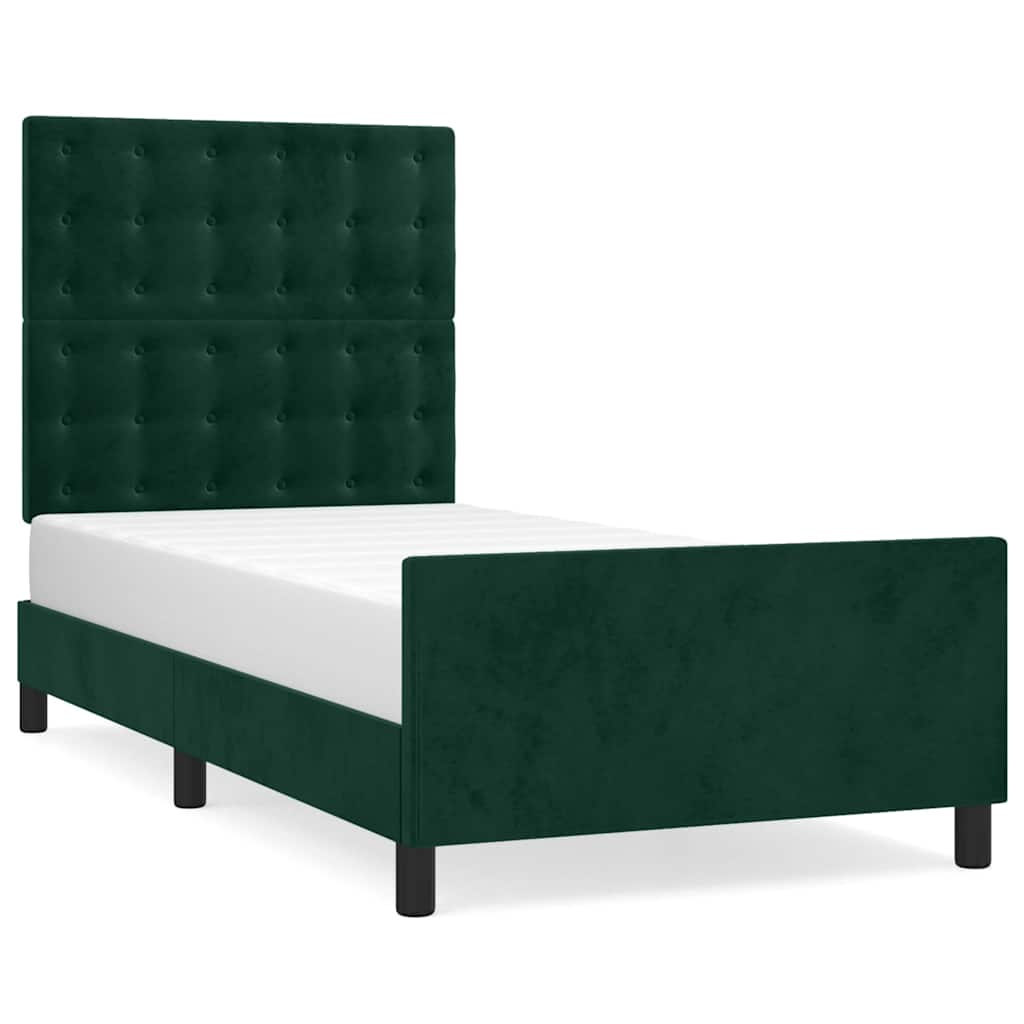 Giroletto senza Materasso Verde Scuro 80x200 cm in Velluto
