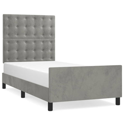 Giroletto senza Materasso Grigio Chiaro 90x190 cm Velluto