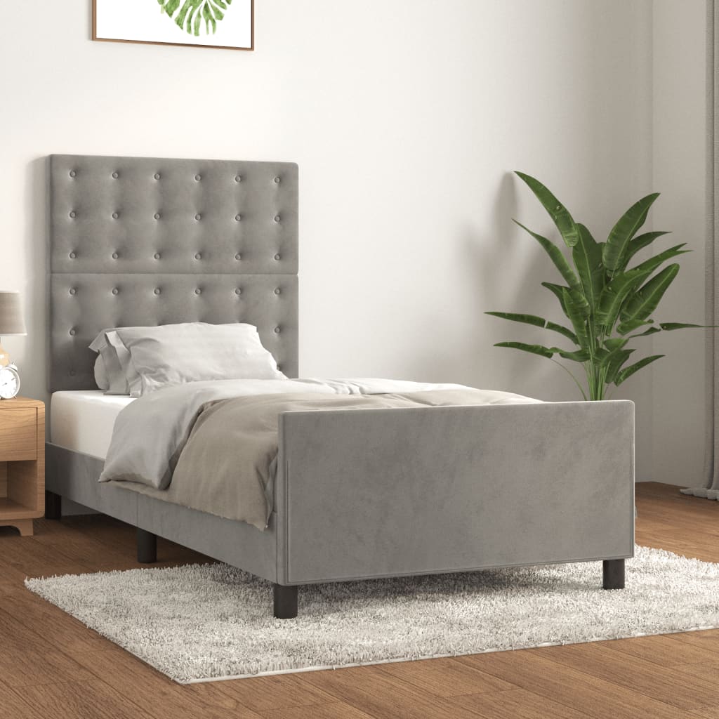 Giroletto senza Materasso Grigio Chiaro 90x190 cm Velluto
