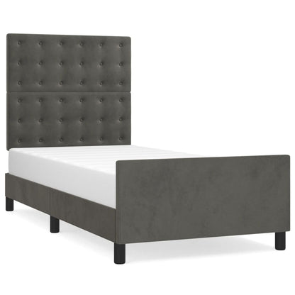 Giroletto senza Materasso Grigio Scuro 90x190 cm Velluto
