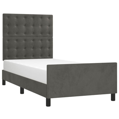Giroletto senza Materasso Grigio Scuro 90x190 cm Velluto