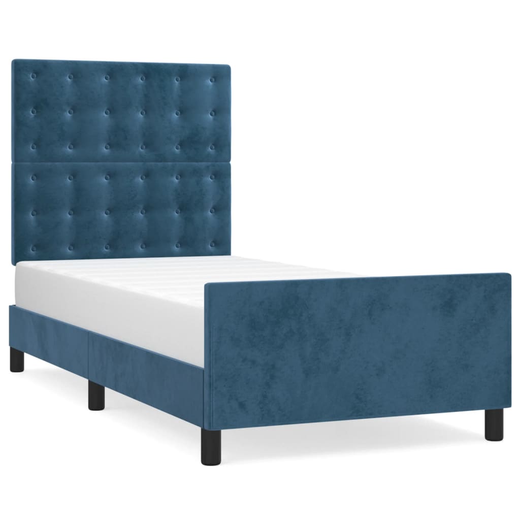 Giroletto senza Materasso Blu Scuro 90x190 cm in Velluto