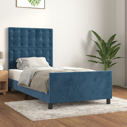 Giroletto senza Materasso Blu Scuro 90x190 cm in Velluto