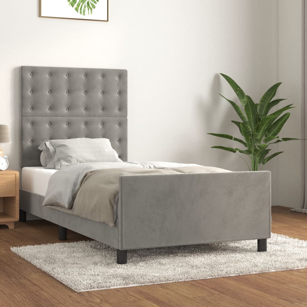 Giroletto senza Materasso Grigio Chiaro 90x200 cm Velluto