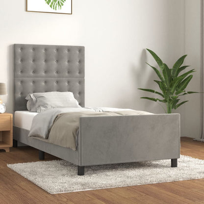 Giroletto senza Materasso Grigio Chiaro 90x200 cm Velluto