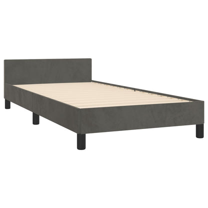 Giroletto senza Materasso Grigio Scuro 90x200 cm Velluto