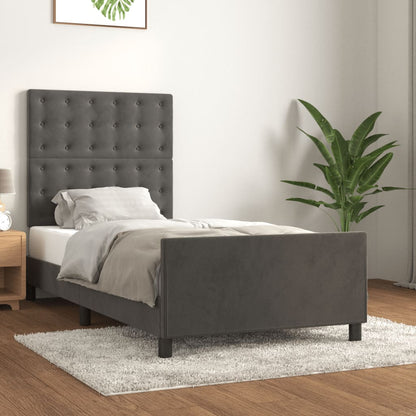Giroletto senza Materasso Grigio Scuro 90x200 cm Velluto