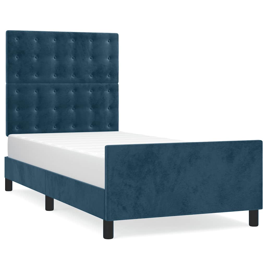 Giroletto senza Materasso Blu Scuro 90x200 cm in Velluto