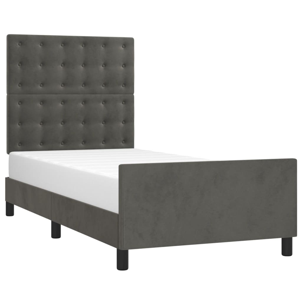 Giroletto senza Materasso Grigio Scuro 100x200 cm Velluto