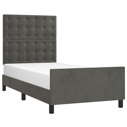 Giroletto senza Materasso Grigio Scuro 100x200 cm Velluto