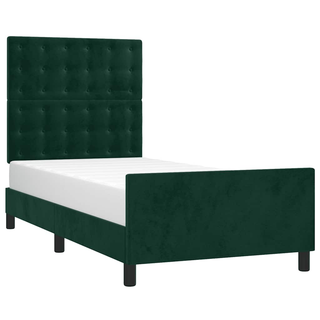 Giroletto senza Materasso Verde Scuro 100x200 cm in Velluto
