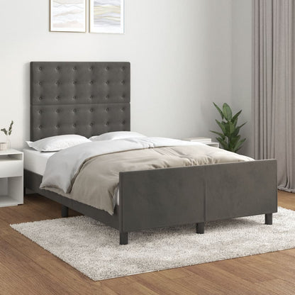 Giroletto senza Materasso Grigio Scuro 120x200 cm Velluto