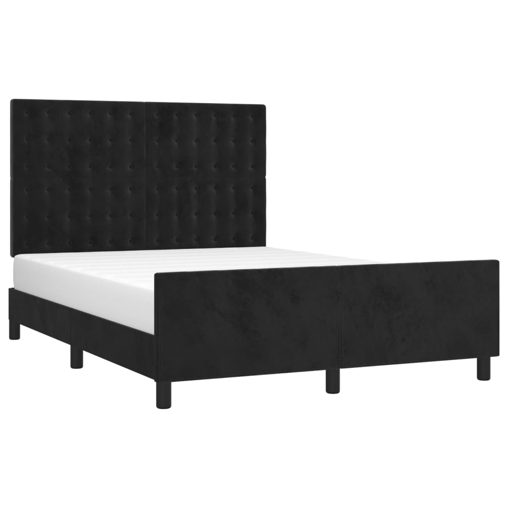 Giroletto senza Materasso Nero 140x190 cm in Velluto
