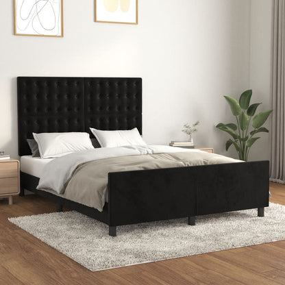 Giroletto senza Materasso Nero 140x190 cm in Velluto
