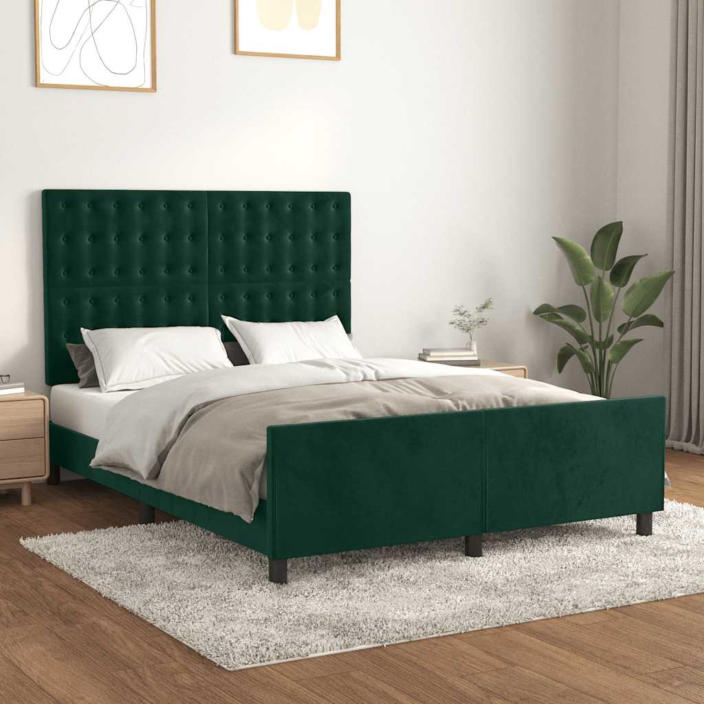 Giroletto senza Materasso Verde Scuro 140x190 cm in Velluto