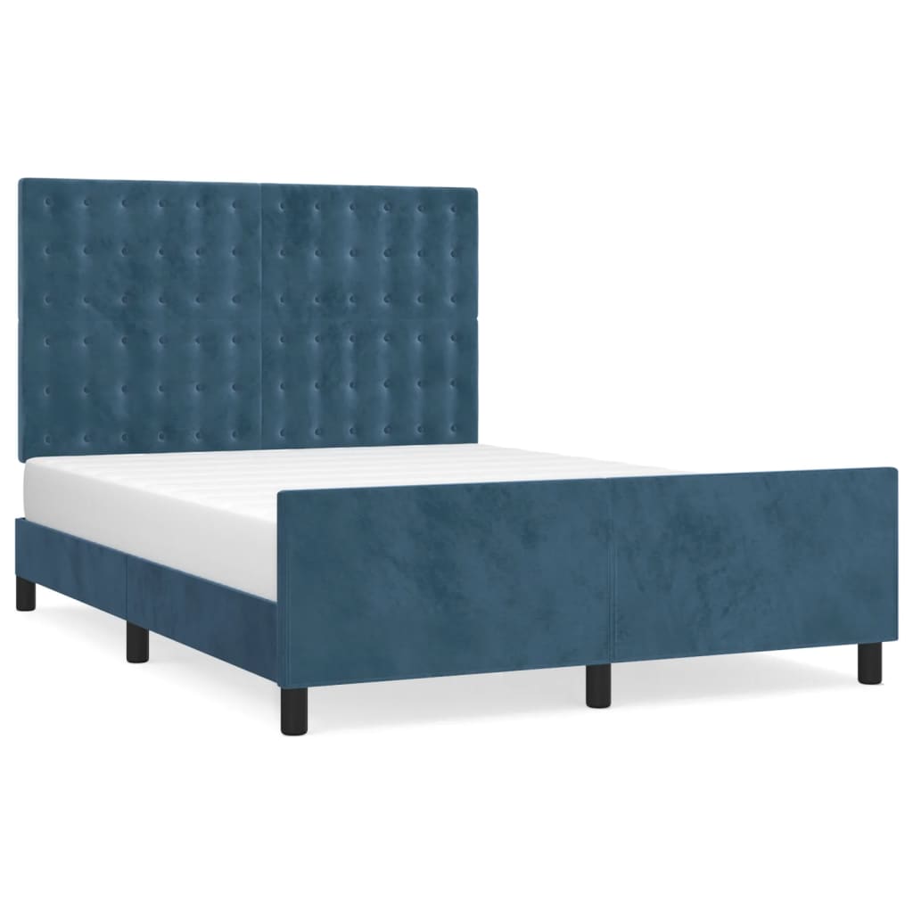 Giroletto senza Materasso Blu Scuro 140x190 cm in Velluto