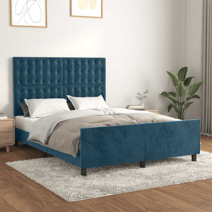 Giroletto senza Materasso Blu Scuro 140x190 cm in Velluto